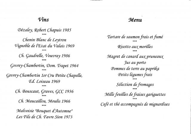 Menu 22ème diner